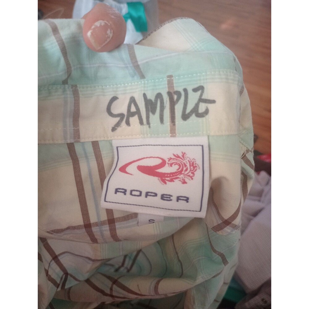 Roper Girls Pearl Snap Western Long Sleeve Shirt Blue & Gray Shimmer Size S - Picture 8 of 8